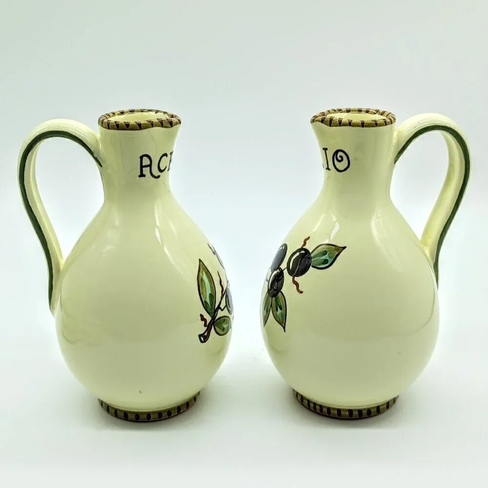 Sberna Deruta Italy Olive Oil & Vinegar Ceramic Serving Set